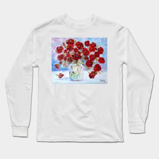 Red Poppies In a Vase Long Sleeve T-Shirt